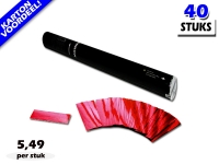 Laagste prijs! Bestel 40cm confetti shooters met rood metallic brandvrije confetti zeer voordelig online bij Partyvuurwerk.