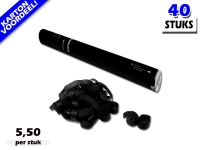 Laagste prijs! Bestel 40cm streamer shooters met zwarte brandvrije streamers zeer voordelig online bij Partyvuurwerk.