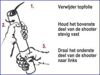 Instructie voor een veilig gebruik van handheld rode confetti shooters