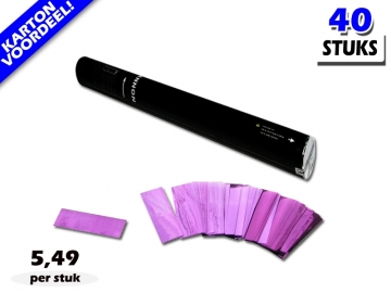 Laagste prijs! Bestel 40cm confetti shooters met roze metallic brandvrije confetti zeer voordelig online bij Partyvuurwerk.