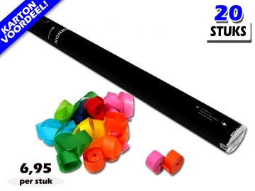 Laagste prijs! Bestel 80cm streamer shooters met multicolour brandvrije streamers zeer voordelig online bij Partyvuurwerk.