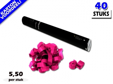 Laagste prijs! Bestel 40cm streamer shooters met roze brandvrije streamers zeer voordelig online bij Partyvuurwerk.